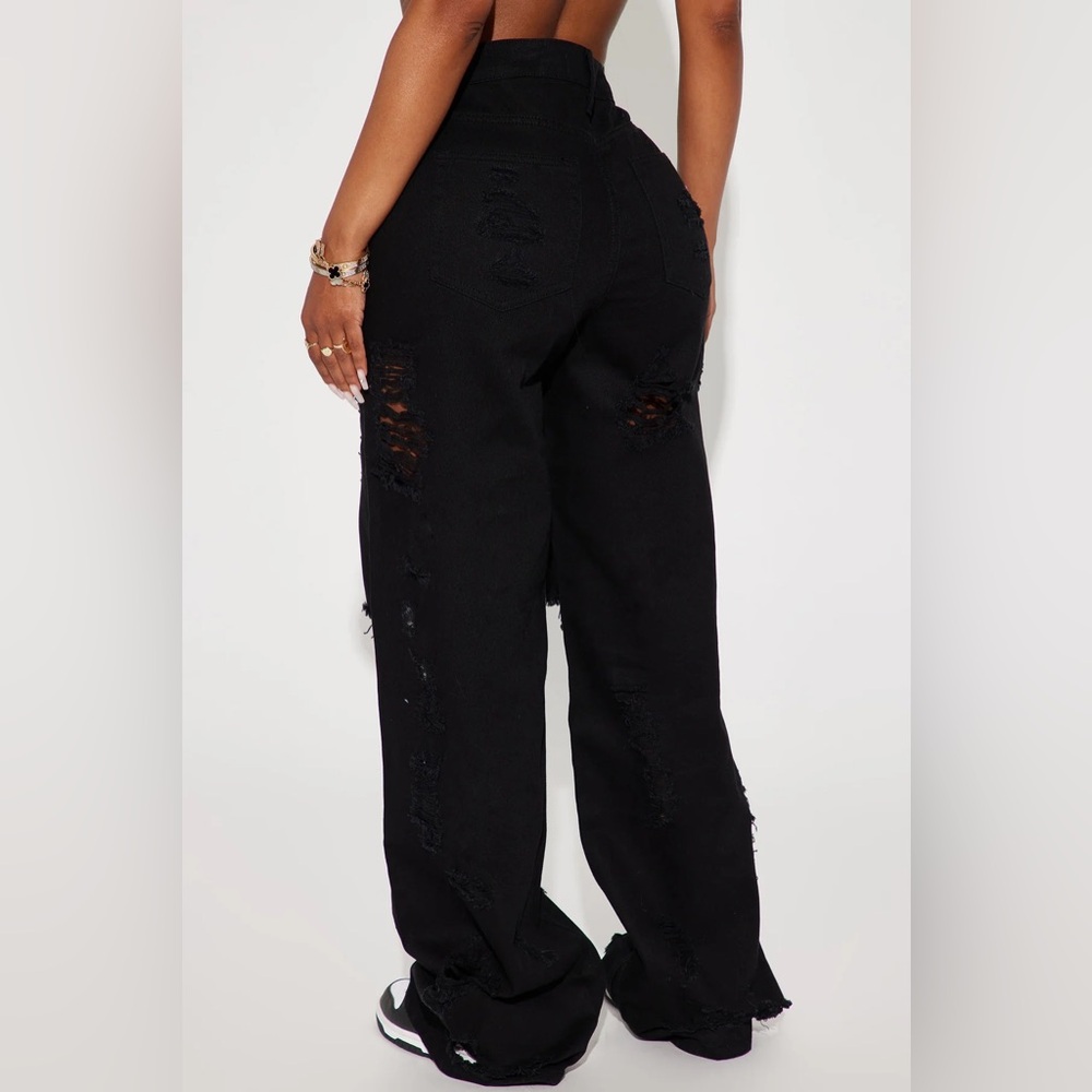 Summer Fling Destroyed Foldover Baggy Jean - Black - Picture 3 of 3